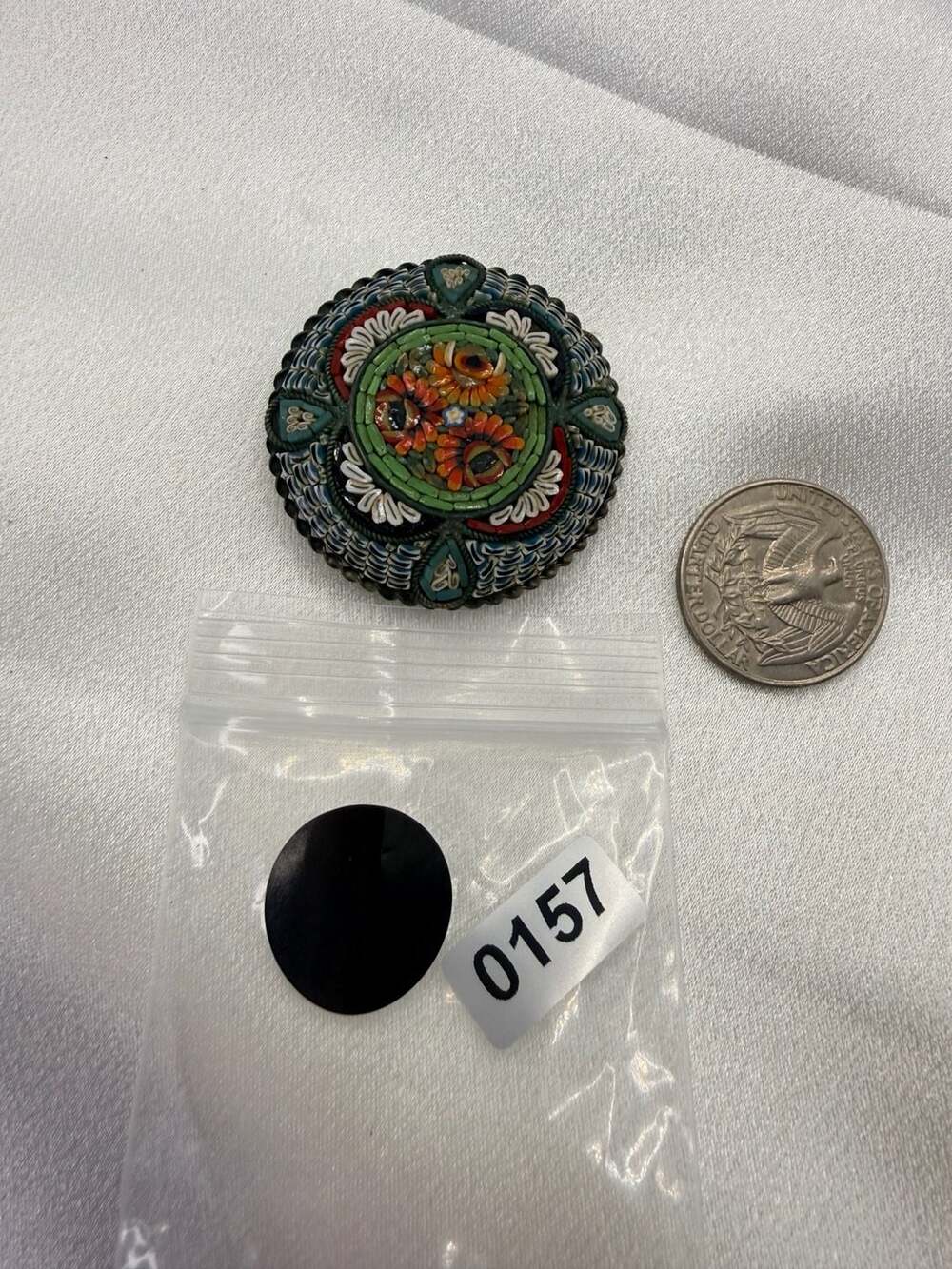Vintage Italy Micro Mosaic Floral Brooch Pin